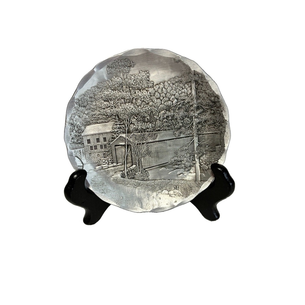 VTG Wendell August Forge Covered Bridge Aluminum Plate 5 1/2 Handmade PA